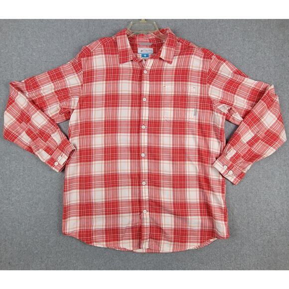 Columbia Shirt Mens Size XL Long Sleeve Red Plaid Button Down - Picture 1 of 7